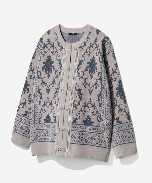 HARE（ハレ）の「ダマスクガラメタルボタンカーディガン(HARE)（カーディガン/ボレロ・メンズ・パープル系その他/グレー/ブラック系その他/ブラック・FREE）」の3枚目の写真