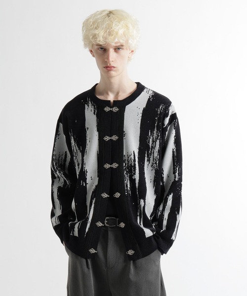 HARE（ハレ）の「ダマスクガラメタルボタンカーディガン(HARE)（カーディガン/ボレロ・メンズ・パープル系その他/グレー/ブラック系その他/ブラック・FREE）」の19枚目の写真