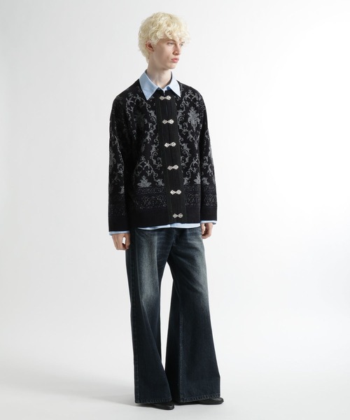 HARE（ハレ）の「ダマスクガラメタルボタンカーディガン(HARE)（カーディガン/ボレロ・メンズ・パープル系その他/グレー/ブラック系その他/ブラック・FREE）」の5枚目の写真