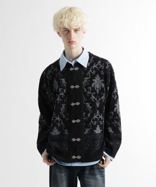 HARE（ハレ）の「ダマスクガラメタルボタンカーディガン(HARE)（カーディガン/ボレロ・メンズ・パープル系その他/グレー/ブラック系その他/ブラック・FREE）」の16枚目の写真