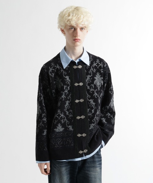 HARE（ハレ）の「ダマスクガラメタルボタンカーディガン(HARE)（カーディガン/ボレロ・メンズ・パープル系その他/グレー/ブラック系その他/ブラック・FREE）」の17枚目の写真