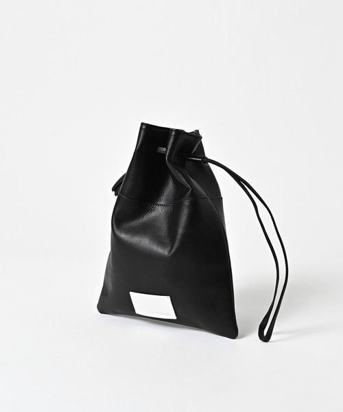 ADAM PATEK(アダムパテック)の「【ADAMPATEK】water repellent leather mini drawstring bag 撥水レザーミニ巾着バッグ(ハンドバッグ・メンズ・ブラック・FREE)」の2枚目の写真