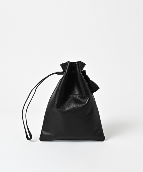 ADAM PATEK(アダムパテック)の「【ADAMPATEK】water repellent leather mini drawstring bag 撥水レザーミニ巾着バッグ(ハンドバッグ・メンズ・ブラック・FREE)」の4枚目の写真