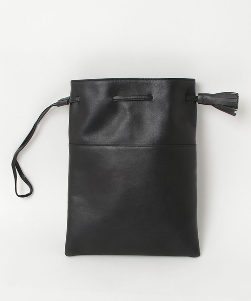 ADAM PATEK(アダムパテック)の「【ADAMPATEK】water repellent leather mini drawstring bag 撥水レザーミニ巾着バッグ(ハンドバッグ・メンズ・ブラック・FREE)」の7枚目の写真