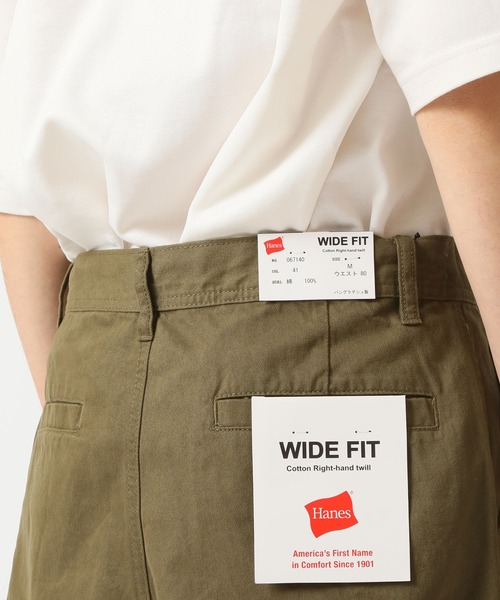 HANES(ヘインズ)の「【HANES/ヘインズ】ワイドフィットノータックパンツ /チノパン ワイドパンツ(チノパンツ・メンズ・ブラック/カーキ/ベージュ・S/M/L/LL)」の6枚目の写真
