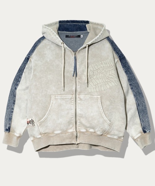 go slow caravan(ゴースローキャラバン)の「MIX FAB ルーズ ZIPパーカー HARD WASH(パーカー・メンズ・ブラック系その他2/アイボリー・MEDIUM/LARGE)」の2枚目の写真