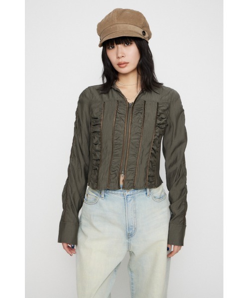 LAGUA GEM（ラグアジェム）の「SHIRRING COMPACT シャツ（シャツ/ブラウス・レディース・ライトピンク/ライトブルー/カーキ・FREE）」の5枚目の写真