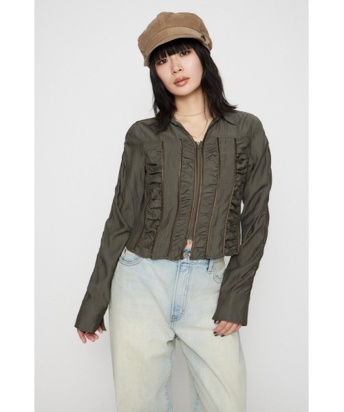 LAGUA GEM（ラグアジェム）の「SHIRRING COMPACT シャツ（シャツ/ブラウス・レディース・ライトピンク/ライトブルー/カーキ・FREE）」の6枚目の写真