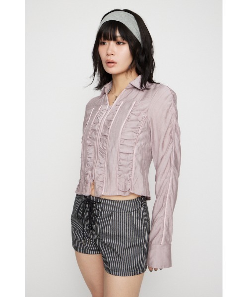 LAGUA GEM（ラグアジェム）の「SHIRRING COMPACT シャツ（シャツ/ブラウス・レディース・ライトピンク/ライトブルー/カーキ・FREE）」の18枚目の写真