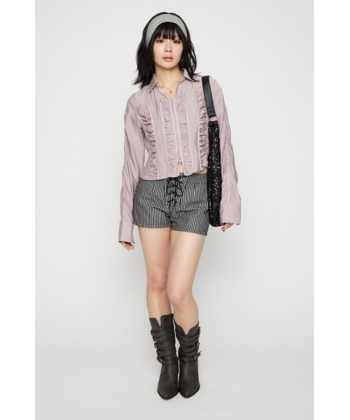 LAGUA GEM（ラグアジェム）の「SHIRRING COMPACT シャツ（シャツ/ブラウス・レディース・ライトピンク/ライトブルー/カーキ・FREE）」の19枚目の写真