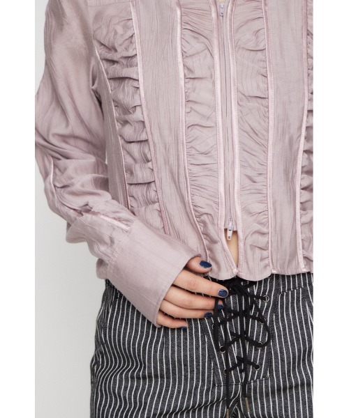 LAGUA GEM（ラグアジェム）の「SHIRRING COMPACT シャツ（シャツ/ブラウス・レディース・ライトピンク/ライトブルー/カーキ・FREE）」の8枚目の写真