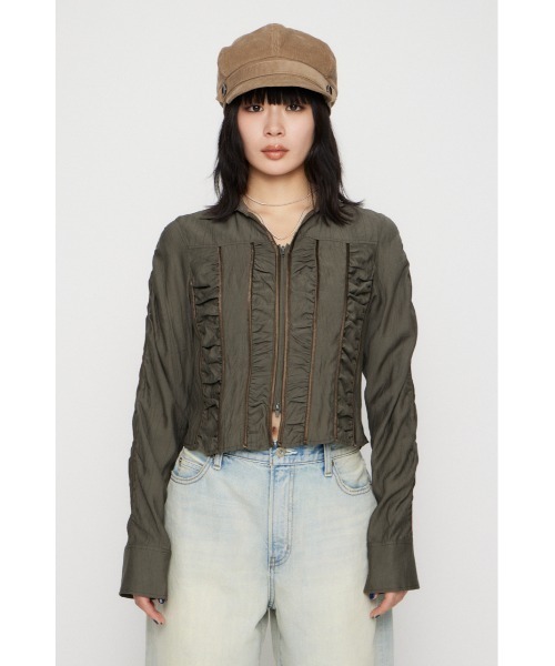 LAGUA GEM（ラグアジェム）の「SHIRRING COMPACT シャツ（シャツ/ブラウス・レディース・ライトピンク/ライトブルー/カーキ・FREE）」の4枚目の写真