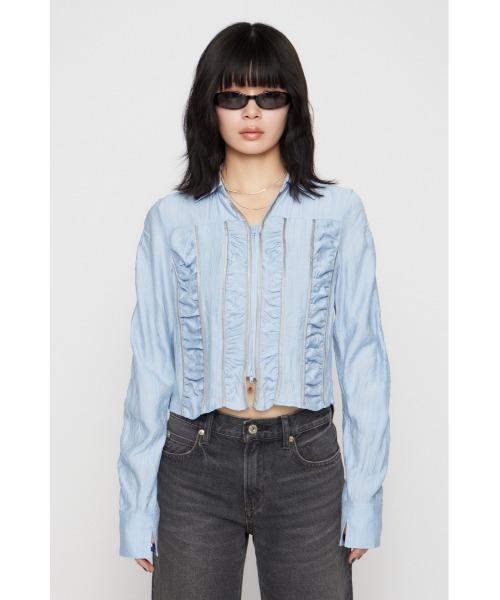 LAGUA GEM（ラグアジェム）の「SHIRRING COMPACT シャツ（シャツ/ブラウス・レディース・ライトピンク/ライトブルー/カーキ・FREE）」の11枚目の写真