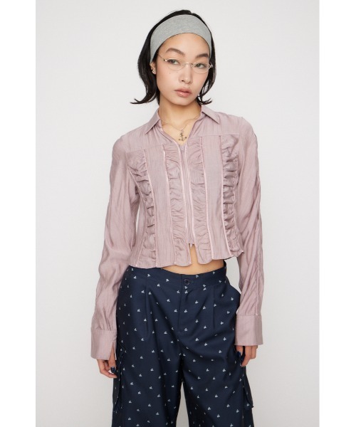 LAGUA GEM（ラグアジェム）の「SHIRRING COMPACT シャツ（シャツ/ブラウス・レディース・ライトピンク/ライトブルー/カーキ・FREE）」の12枚目の写真