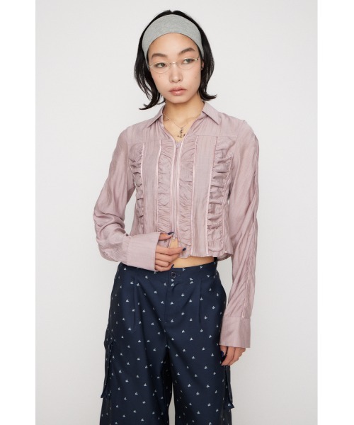 LAGUA GEM（ラグアジェム）の「SHIRRING COMPACT シャツ（シャツ/ブラウス・レディース・ライトピンク/ライトブルー/カーキ・FREE）」の13枚目の写真