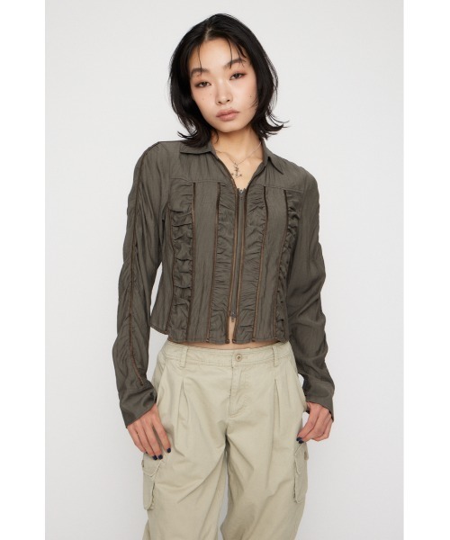 LAGUA GEM（ラグアジェム）の「SHIRRING COMPACT シャツ（シャツ/ブラウス・レディース・ライトピンク/ライトブルー/カーキ・FREE）」の5枚目の写真