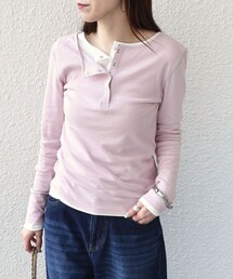 SHIPS Colors:〈手洗い可能〉シアー ドライタッチ ヘンリーネック TEE◇