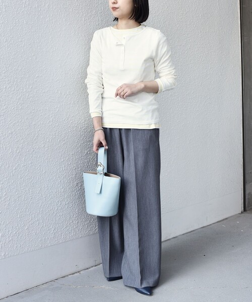 SHIPS Colors(シップス カラーズ)の「SHIPS Colors:〈手洗い可能〉シアー ドライタッチ ヘンリーネック TEE◇(Tシャツ/カットソー・レディース・クリーム/ダークグレー/ネイビー/ホワイト/ピンク・ONE SIZE)」の17枚目の写真