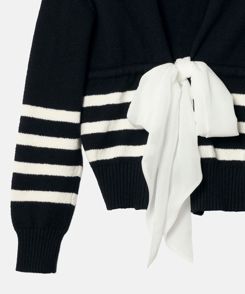 LE CIEL BLEU（ルシェルブルー）の「2Wayストライプカーディガン / 2Way Stripe Cardigan（ニット/セーター・レディース・チャコールグレー/ブラック・36）」の10枚目の写真