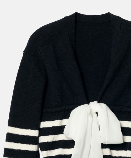 LE CIEL BLEU（ルシェルブルー）の「2Wayストライプカーディガン / 2Way Stripe Cardigan（ニット/セーター・レディース・チャコールグレー/ブラック・36）」の9枚目の写真