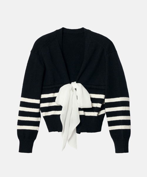 LE CIEL BLEU（ルシェルブルー）の「2Wayストライプカーディガン / 2Way Stripe Cardigan（ニット/セーター・レディース・チャコールグレー/ブラック・36）」の8枚目の写真