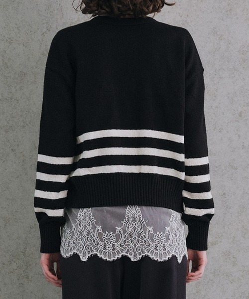 LE CIEL BLEU（ルシェルブルー）の「2Wayストライプカーディガン / 2Way Stripe Cardigan（ニット/セーター・レディース・チャコールグレー/ブラック・36）」の7枚目の写真