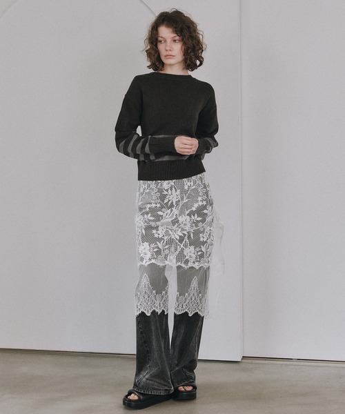 LE CIEL BLEU（ルシェルブルー）の「2Wayストライプカーディガン / 2Way Stripe Cardigan（ニット/セーター・レディース・チャコールグレー/ブラック・36）」の12枚目の写真