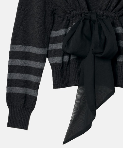 LE CIEL BLEU（ルシェルブルー）の「2Wayストライプカーディガン / 2Way Stripe Cardigan（ニット/セーター・レディース・チャコールグレー/ブラック・36）」の19枚目の写真