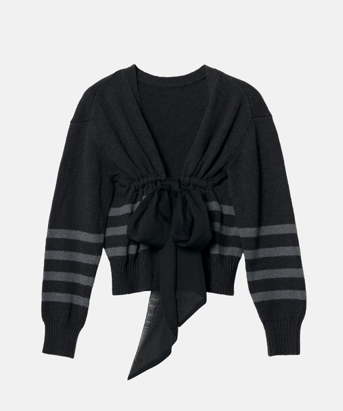 LE CIEL BLEU（ルシェルブルー）の「2Wayストライプカーディガン / 2Way Stripe Cardigan（ニット/セーター・レディース・チャコールグレー/ブラック・36）」の17枚目の写真