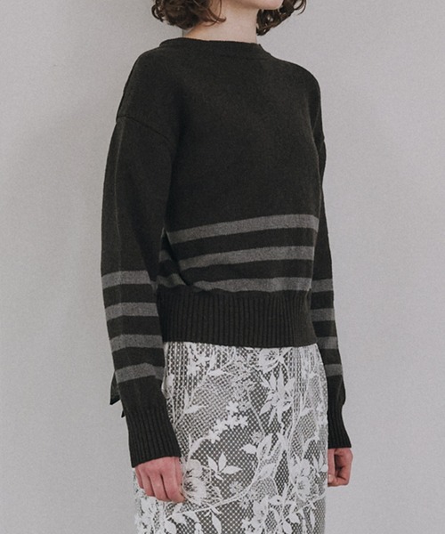 LE CIEL BLEU（ルシェルブルー）の「2Wayストライプカーディガン / 2Way Stripe Cardigan（ニット/セーター・レディース・チャコールグレー/ブラック・36）」の14枚目の写真