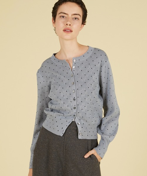 crinkle crinkle crinkle(クリンクルクリンクルクリンクル)の「【crinkle crinkle crinkle】dot cotton cardigan/ドットコットンカーディガン(ニット/セーター・レディース・ブラック/アイボリー/グレー・FREE)」の3枚目の写真