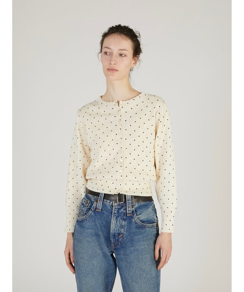 crinkle crinkle crinkle（クリンクルクリンクルクリンクル）の「【crinkle crinkle crinkle】dot cardigan/ドットカーディガン（ニット/セーター・レディース・ブラック/アイボリー・FREE）」の3枚目の写真
