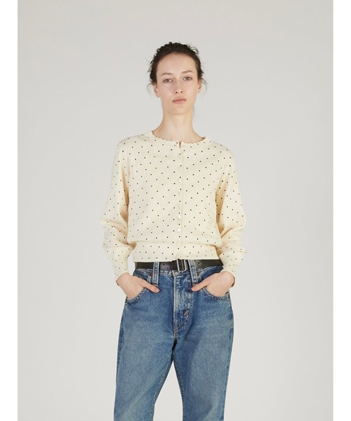crinkle crinkle crinkle（クリンクルクリンクルクリンクル）の「【crinkle crinkle crinkle】dot cardigan/ドットカーディガン（ニット/セーター・レディース・ブラック/アイボリー・FREE）」の5枚目の写真