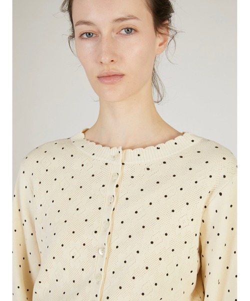 crinkle crinkle crinkle（クリンクルクリンクルクリンクル）の「【crinkle crinkle crinkle】dot cardigan/ドットカーディガン（ニット/セーター・レディース・ブラック/アイボリー・FREE）」の8枚目の写真