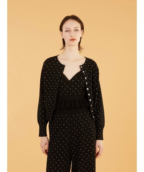 crinkle crinkle crinkle（クリンクルクリンクルクリンクル）の「【crinkle crinkle crinkle】dot cardigan/ドットカーディガン（ニット/セーター・レディース・ブラック/アイボリー・FREE）」の12枚目の写真