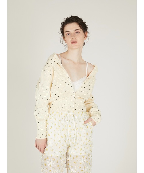 crinkle crinkle crinkle（クリンクルクリンクルクリンクル）の「【crinkle crinkle crinkle】dot cotton cardigan/ドットコットンカーディガン（ニット/セーター・レディース・ブラック/アイボリー・FREE）」の17枚目の写真