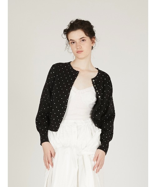 crinkle crinkle crinkle（クリンクルクリンクルクリンクル）の「【crinkle crinkle crinkle】dot cotton cardigan/ドットコットンカーディガン（ニット/セーター・レディース・ブラック/アイボリー・FREE）」の22枚目の写真
