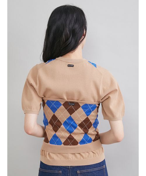 Mila Owen（ミラオーウェン）の「アーガイルニットチューブトップ（チューブトップ・レディース・ネイビー/ベージュ・F）」の7枚目の写真