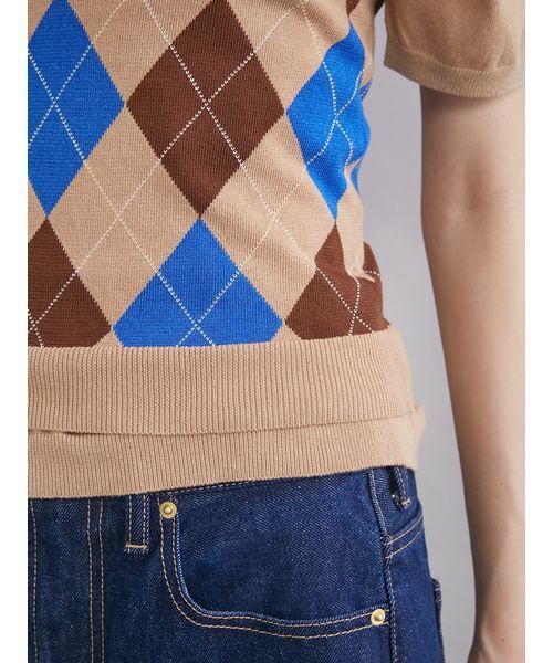 Mila Owen（ミラオーウェン）の「アーガイルニットチューブトップ（チューブトップ・レディース・ネイビー/ベージュ・F）」の10枚目の写真