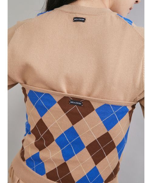 Mila Owen（ミラオーウェン）の「アーガイルニットチューブトップ（チューブトップ・レディース・ネイビー/ベージュ・F）」の11枚目の写真