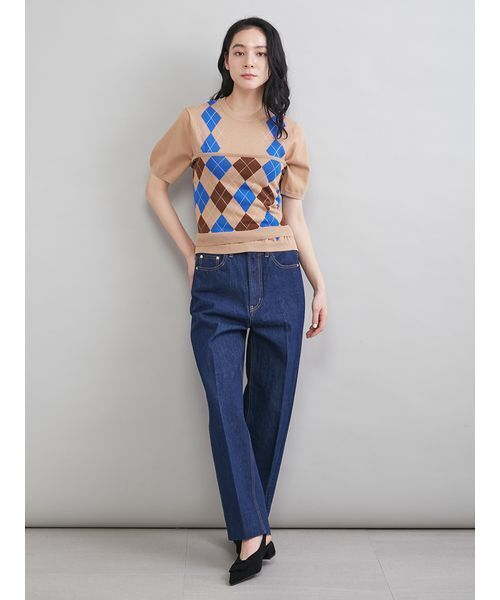 Mila Owen（ミラオーウェン）の「アーガイルニットチューブトップ（チューブトップ・レディース・ネイビー/ベージュ・F）」の13枚目の写真