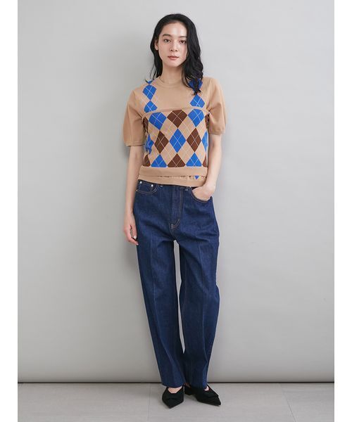 Mila Owen（ミラオーウェン）の「アーガイルニットチューブトップ（チューブトップ・レディース・ネイビー/ベージュ・F）」の14枚目の写真