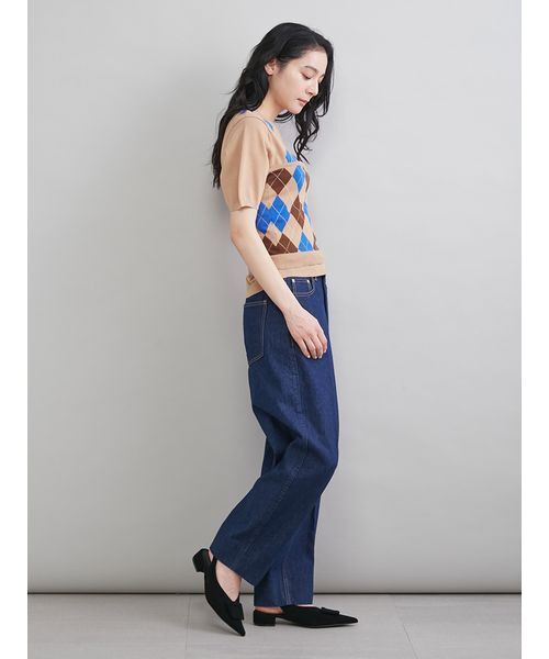 Mila Owen（ミラオーウェン）の「アーガイルニットチューブトップ（チューブトップ・レディース・ネイビー/ベージュ・F）」の15枚目の写真