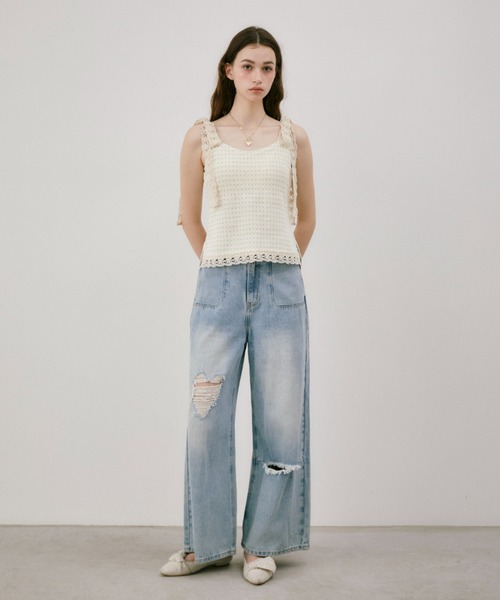 idem(イデム)の「cup in shoulder lace camisole / カップ付き肩レースキャミ(キャミソール・レディース・アイボリー・FREE)」の12枚目の写真