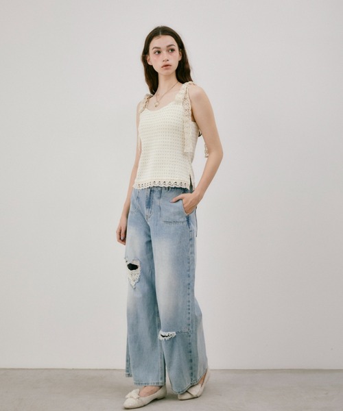 idem(イデム)の「cup in shoulder lace camisole / カップ付き肩レースキャミ(キャミソール・レディース・アイボリー・FREE)」の13枚目の写真
