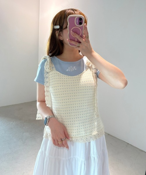 idem（イデム）の「cup in shoulder lace camisole / カップ付き肩レースキャミ（キャミソール・レディース・アイボリー・FREE）」の20枚目の写真