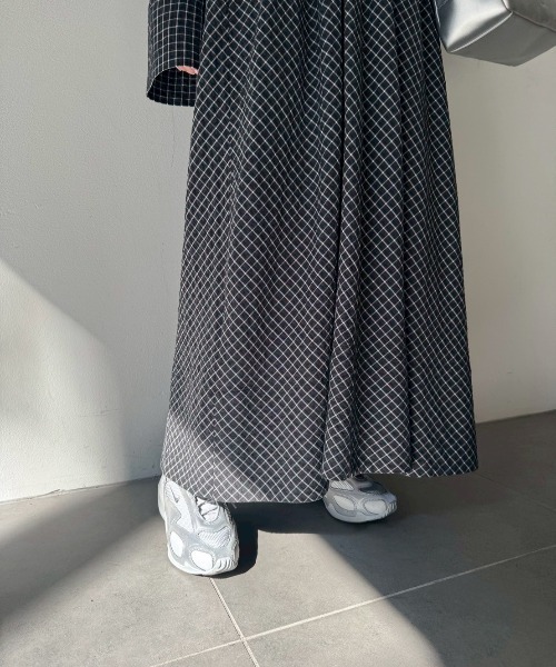 emmi(エミ)の「チェック2wayフレアワンピース【セットアップ対応】(ワンピース・レディース・サックスブルー/ネイビー・0/1)」の16枚目の写真