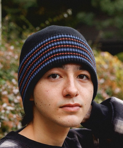 niko and...（ニコアンド）の「ラインコットンニット編みハット（ニットキャップ/ビーニー・メンズ・ベージュ/ブラック・FREE）」の6枚目の写真