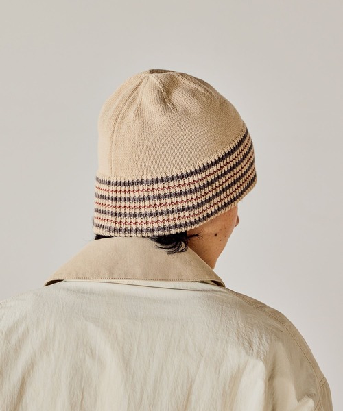 niko and...（ニコアンド）の「ラインコットンニット編みハット（ニットキャップ/ビーニー・メンズ・ベージュ/ブラック・FREE）」の13枚目の写真