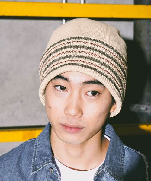 niko and...（ニコアンド）の「ラインコットンニット編みハット（ニットキャップ/ビーニー・メンズ・ベージュ/ブラック・FREE）」の14枚目の写真